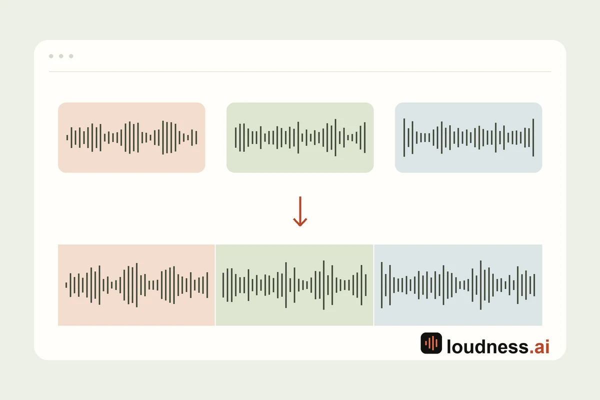Audio Joiner combining three separate recordings into one continuous track